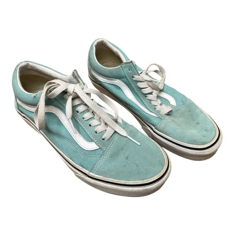 Vans Old Skool Suede Toe Aqua Teal Blue Size 9.5